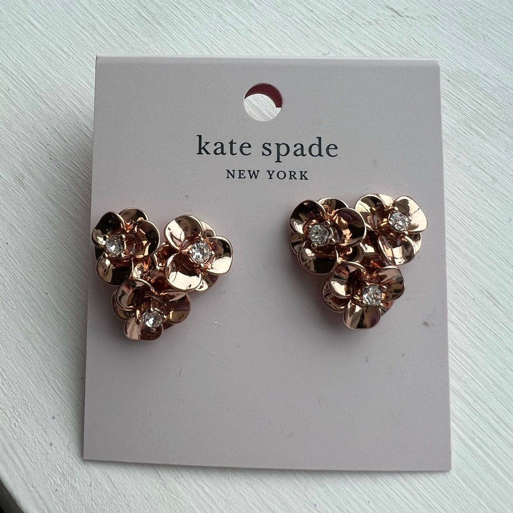 Kate Spade Shine On Rose Gold Flower Cluster Stud Earrings